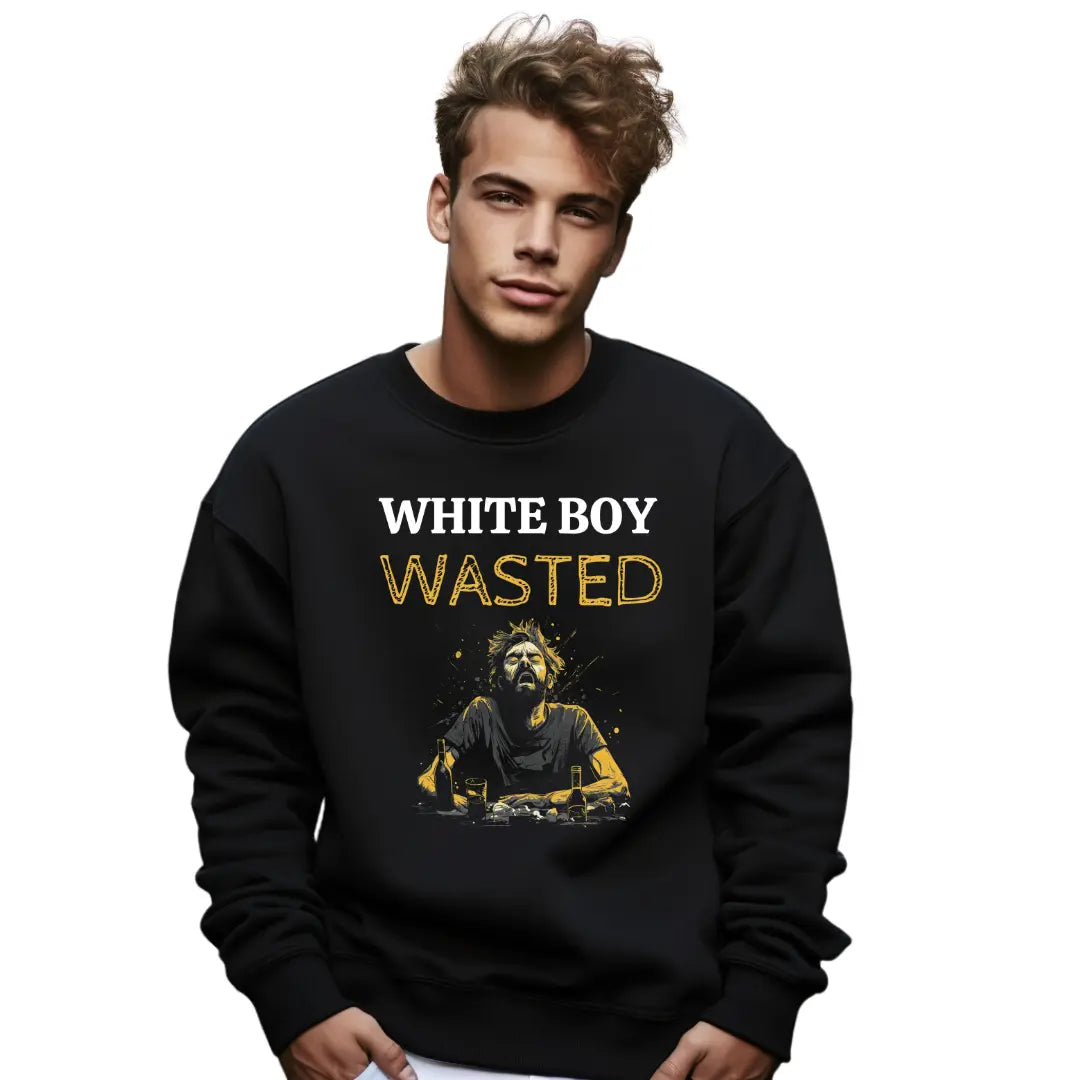 White Boy Wasted Party Sweatshirt - Embrace the Celebration - Black Threadz