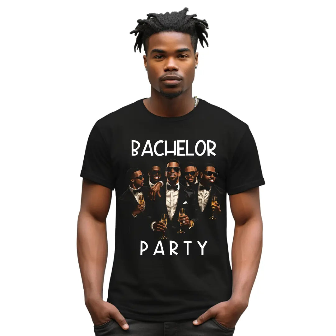Black Men's Bachelor Party Crew T-Shirt - Black Threadz