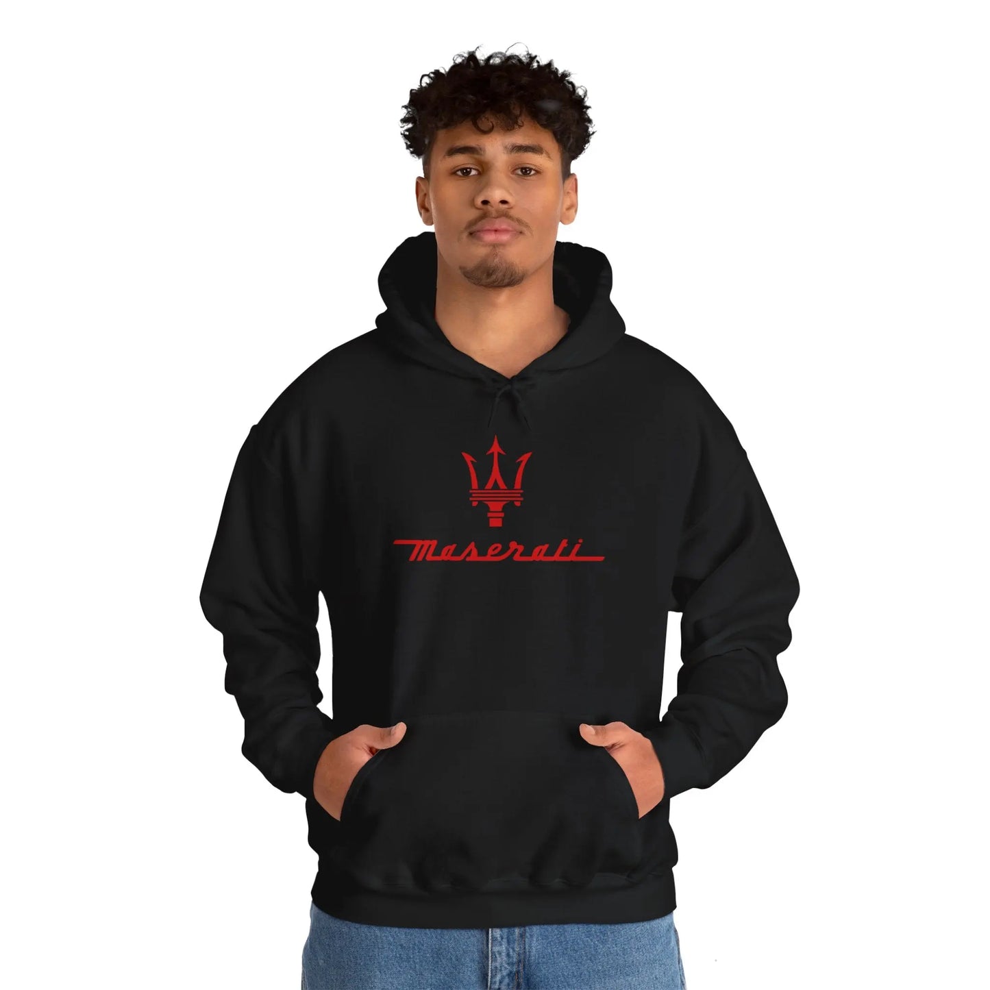 Countryside Cruise: Red Maserati Levante Black Hoodie - Black Threadz