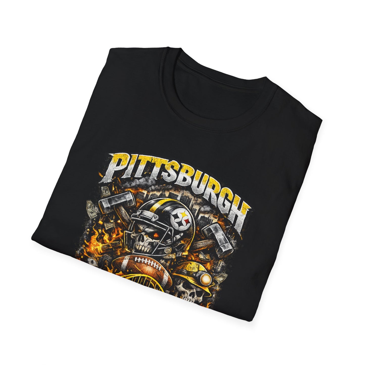 Pittsburgh Football Fan T-Shirt — Black & Gold Game Day Tee, Steel City Football Shirt, PA Football Fan Gift, Tailgate Streetwear Top