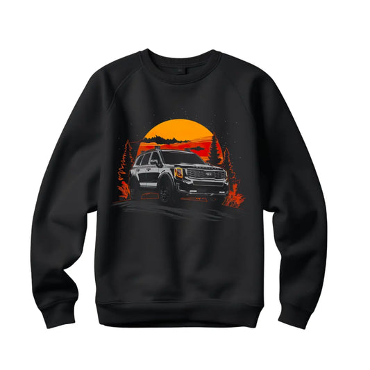 Telluride Sunset Silhouette Sweatshirt   with Stylish SUV Design - Black Threadz