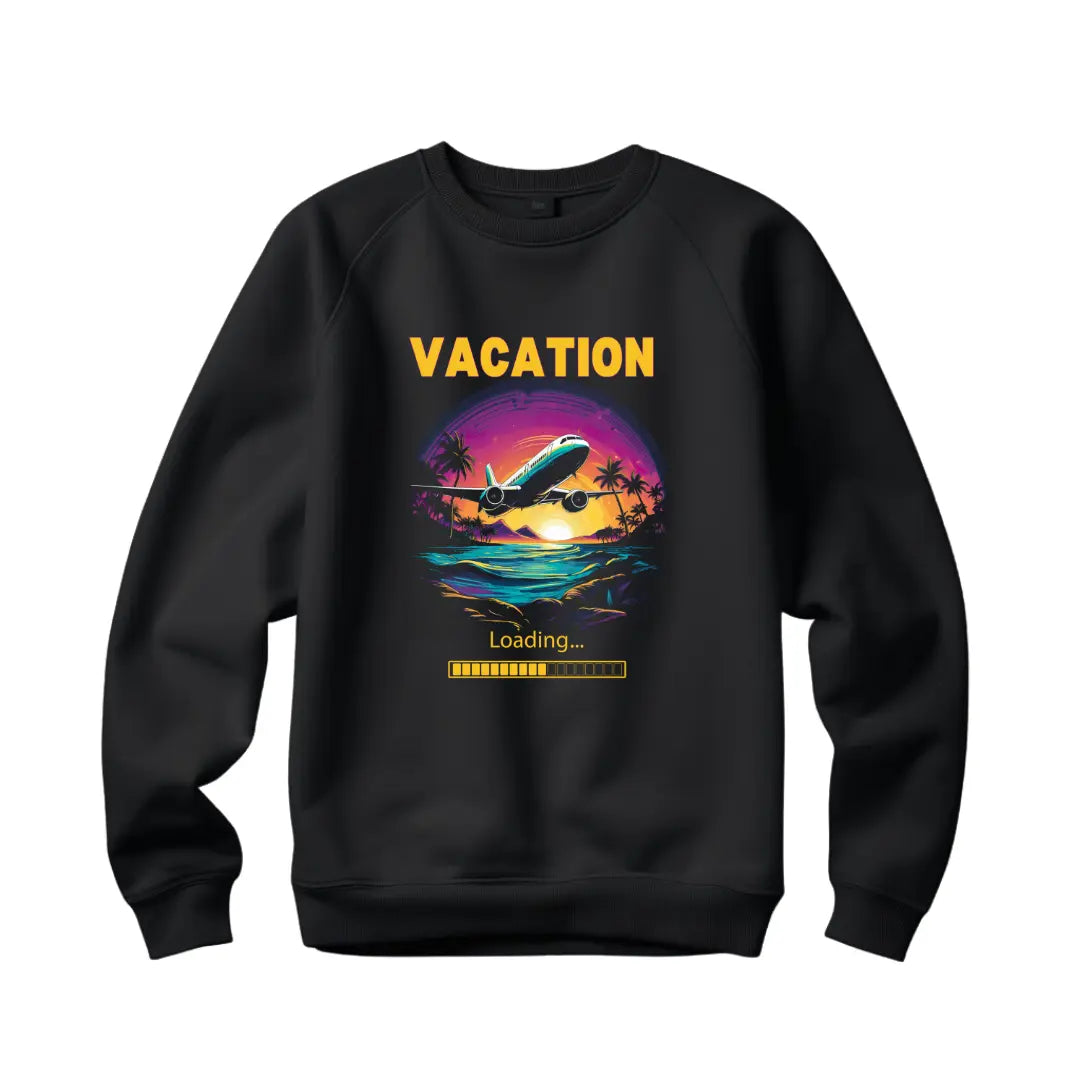 Getaway Gear: Vacation Loading Black Sweatshirt - Unwind in Style - Black Threadz