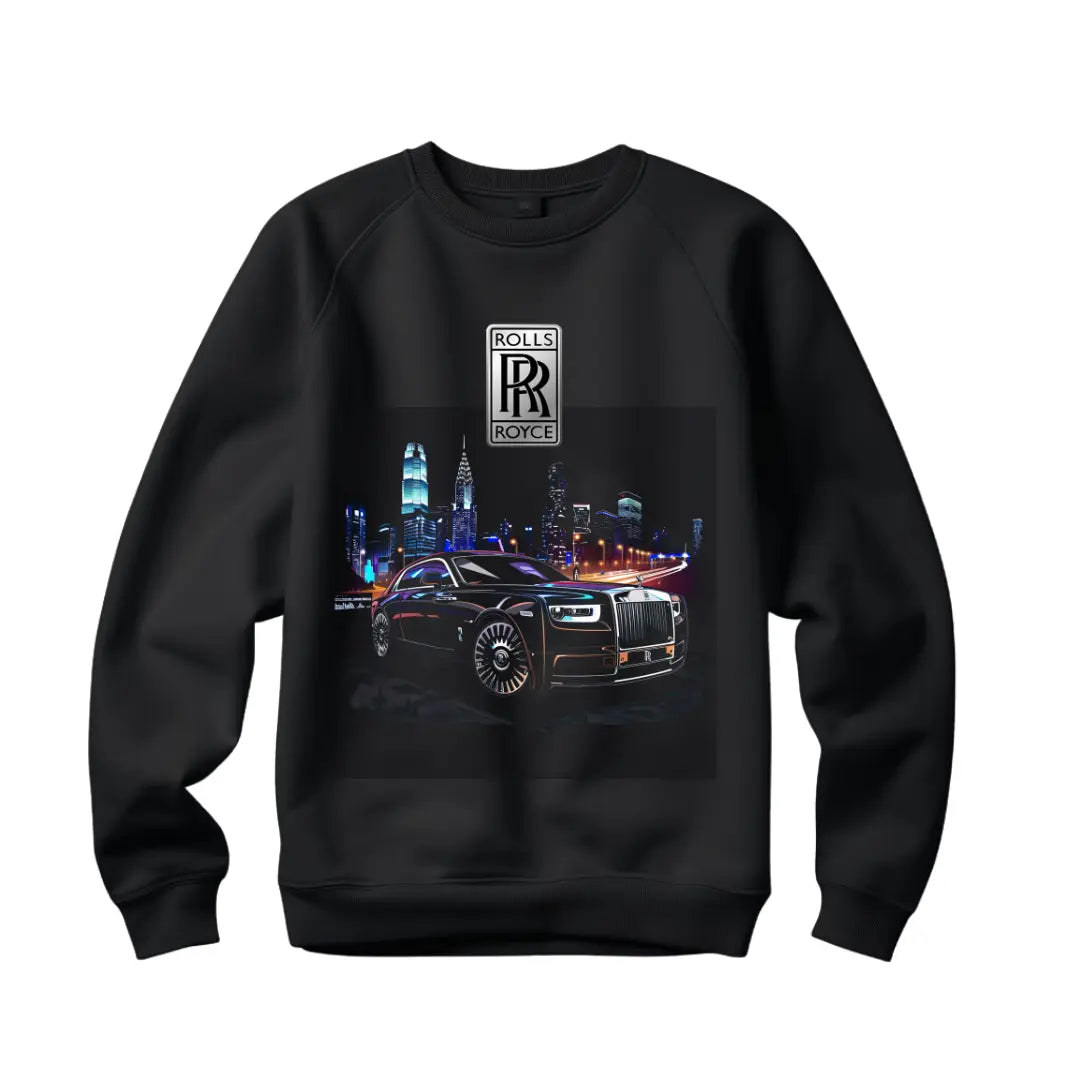 Rolls-Royce Luxury Car Graphic Sweatshirt - Premium Black Top with Iconic Design - Black Threadz
