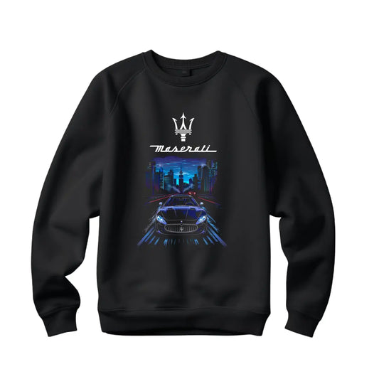 Ghibli Graphic Sweatshirt In the City - Premium Black Top with Iconic Luxury Car Design - Black Threadz