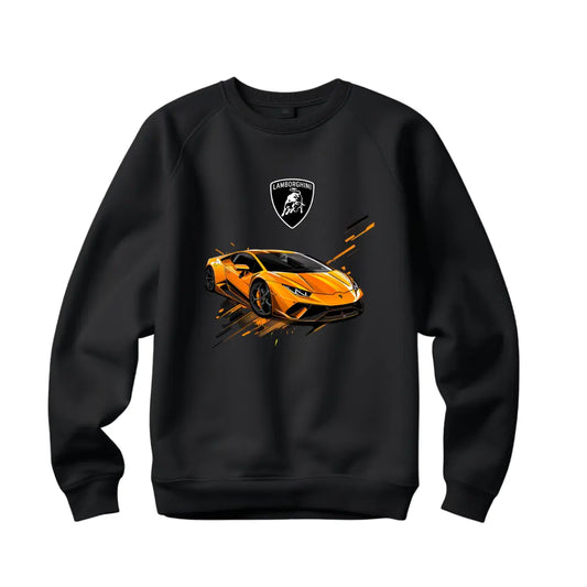 Huracan Graphic Sweatshirt - Premium Black Top with Iconic Supercar Design - Black Threadz