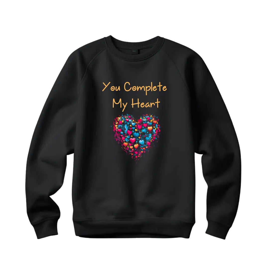 You Complete My Heart: Express Love with this Valentine's Day Sweatshirt - Black Threadz