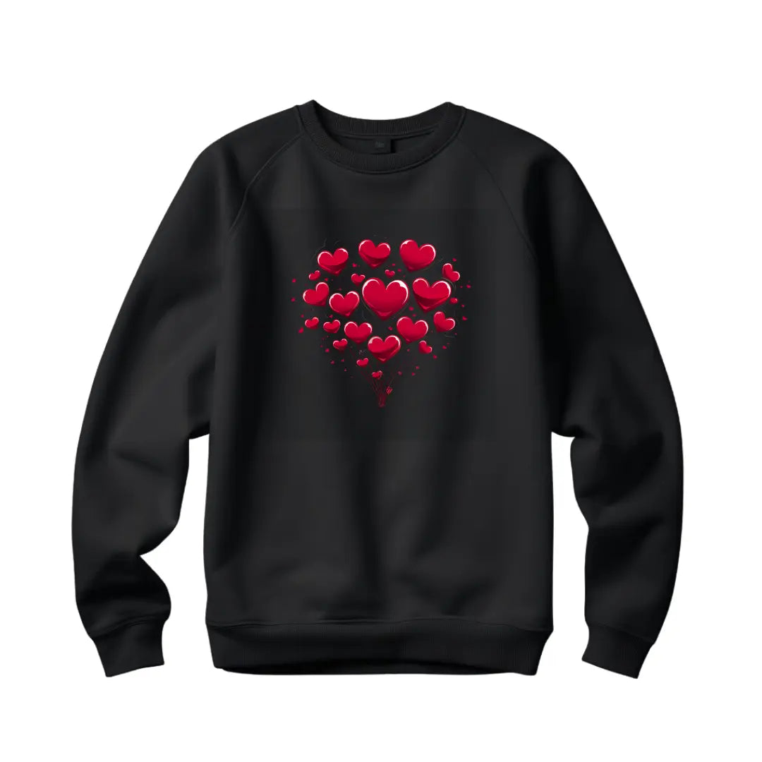 Heartception: Valentine's Day Sweatshirt with Heart-filled Design for Lovebirds - Black Threadz