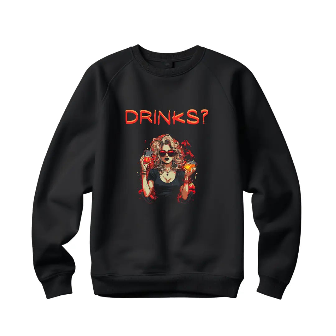 Drinks Sweatshirt: Raise a Toast in Style - Black Threadz
