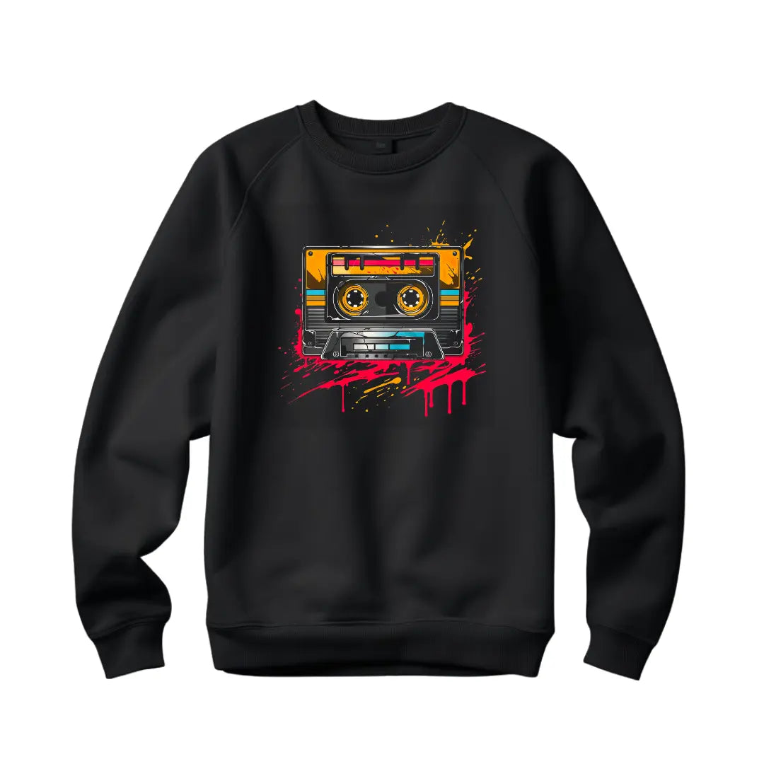 Colorful Cassette Sweatshirt: Nostalgia Rewind in Style - Black Threadz