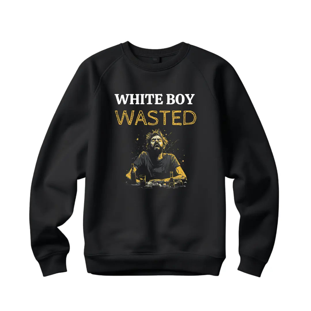 White Boy Wasted Party Sweatshirt - Embrace the Celebration - Black Threadz