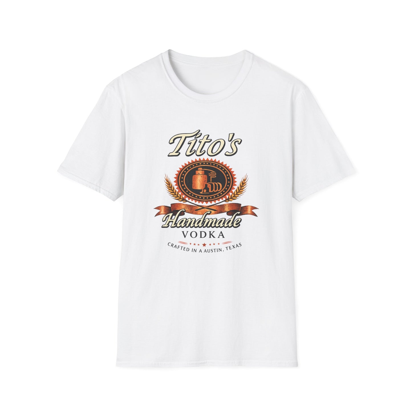 Tito’s Handmade Vodka T-Shirt – Vodka Fan Tee, Premium Spirits Shirt, Bar & Party Merch