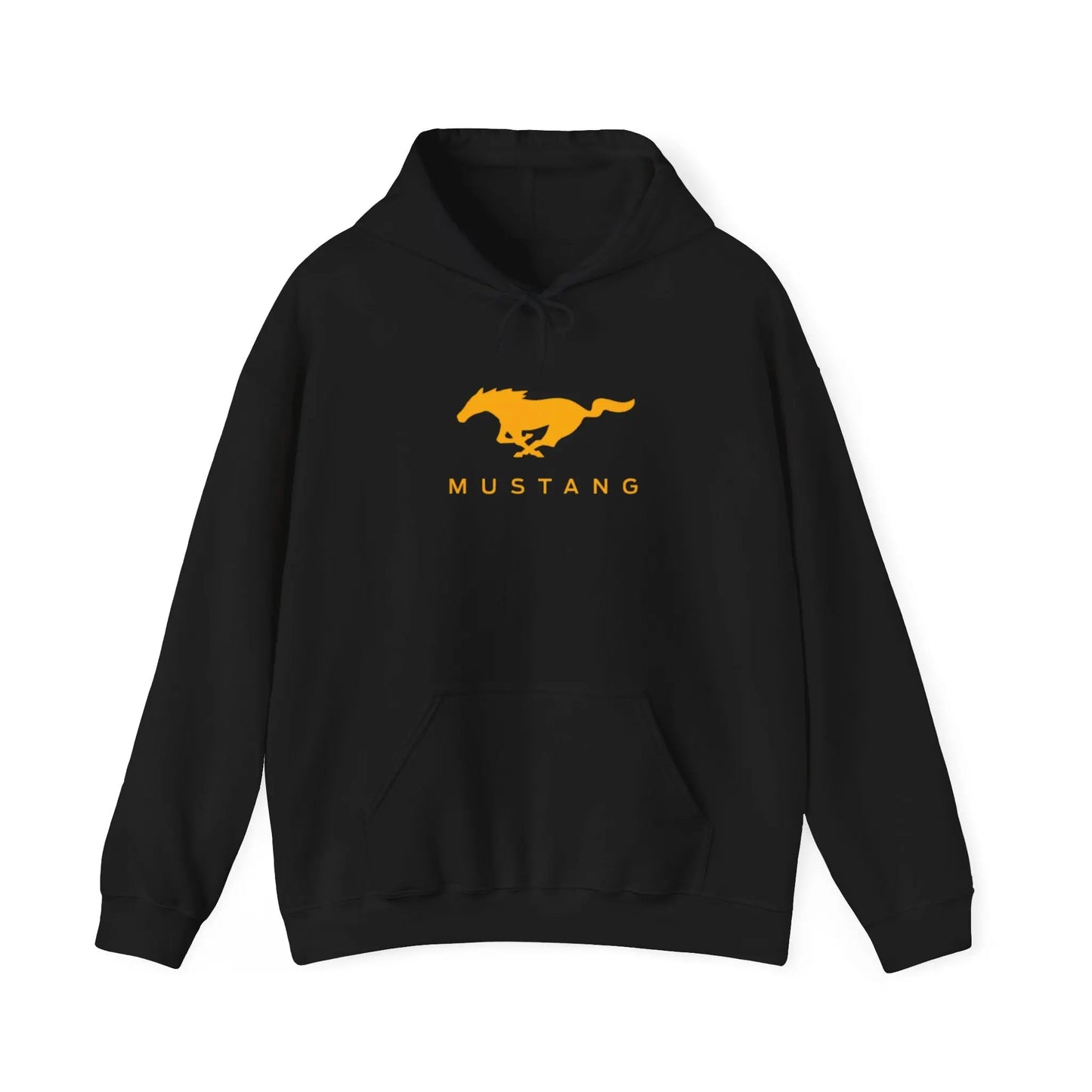 Sleek Style: Yellow Ford Mustang Roadside Black Hoodie - Black Threadz