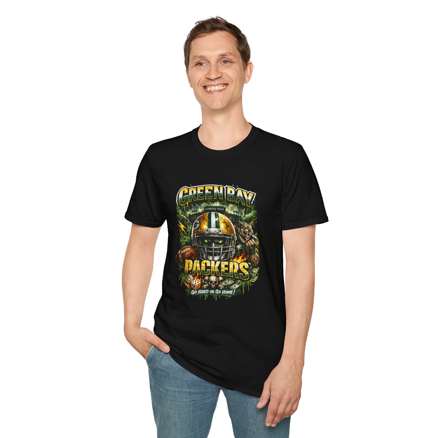 Green Bay Football Fan T-Shirt — Green & Gold Game Day Tee, Wisconsin Tailgate Shirt, Football Fan Graphic Tee, Gift for Green Bay Fans