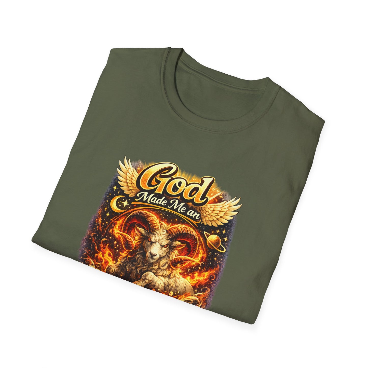 God Made Me An Aries T-Shirt – Funny Aries Zodiac Shirt, Astrology Gift, Bold Horoscope Graphic Tee, Aries Birthday Shirt for Men & Women
