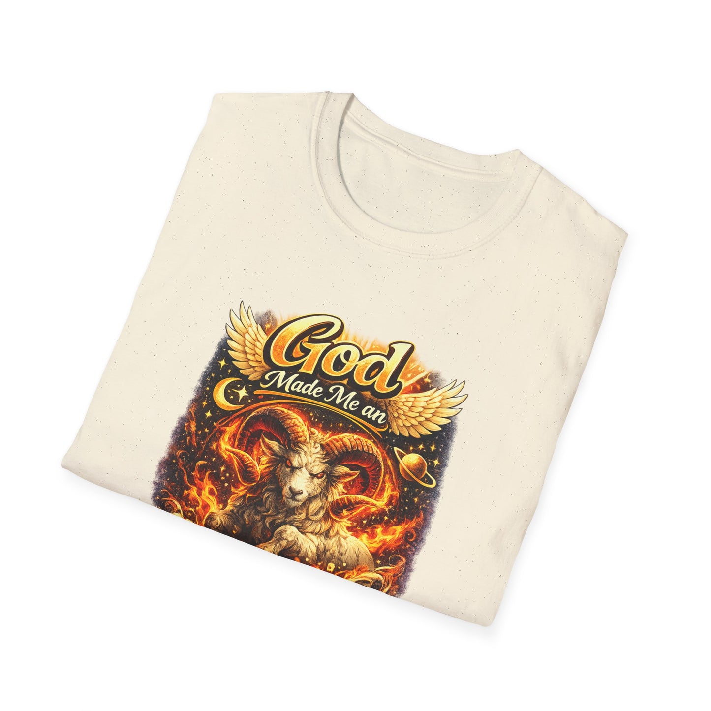 God Made Me An Aries T-Shirt – Funny Aries Zodiac Shirt, Astrology Gift, Bold Horoscope Graphic Tee, Aries Birthday Shirt for Men & Women