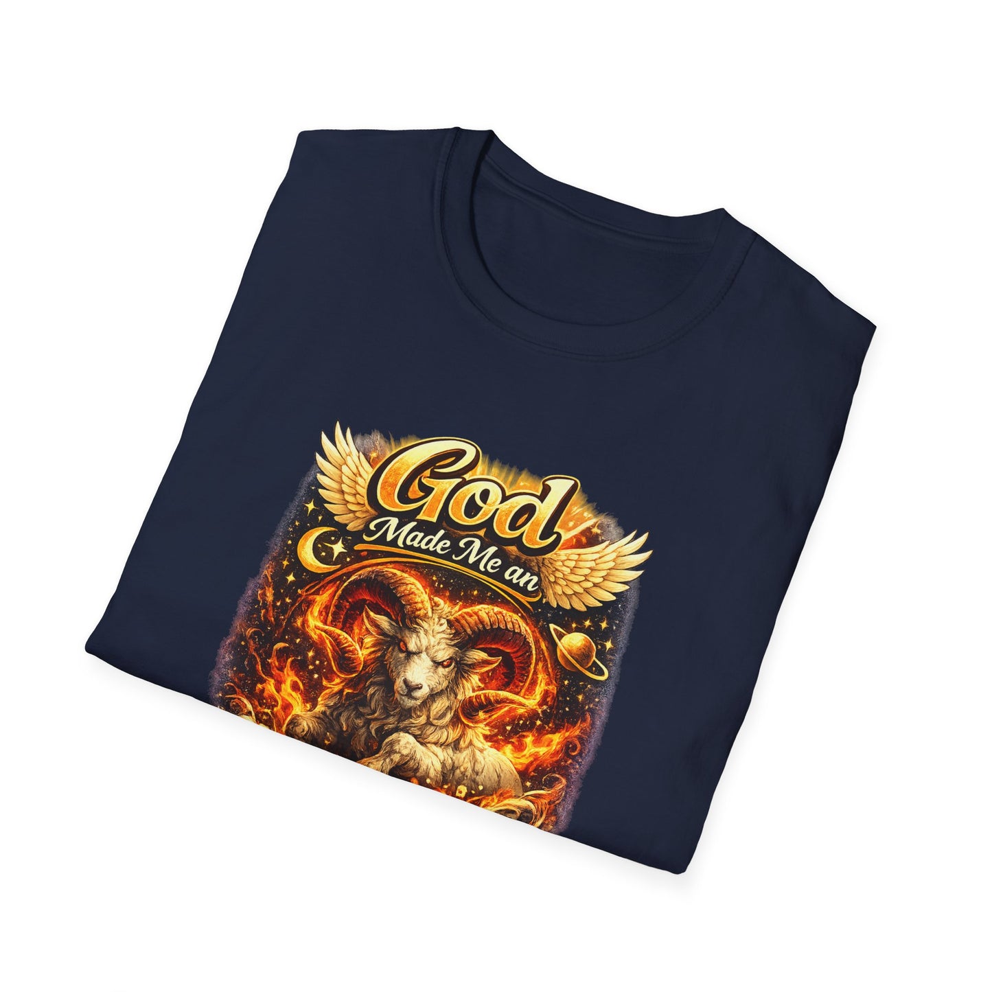 God Made Me An Aries T-Shirt – Funny Aries Zodiac Shirt, Astrology Gift, Bold Horoscope Graphic Tee, Aries Birthday Shirt for Men & Women