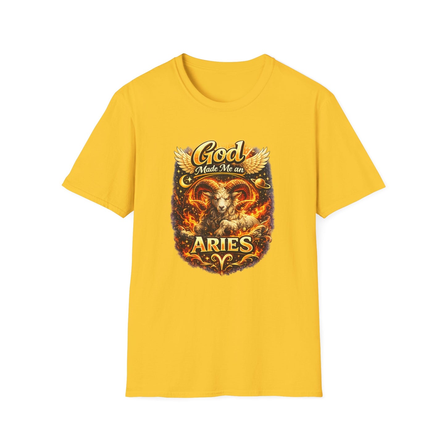 God Made Me An Aries T-Shirt – Funny Aries Zodiac Shirt, Astrology Gift, Bold Horoscope Graphic Tee, Aries Birthday Shirt for Men & Women