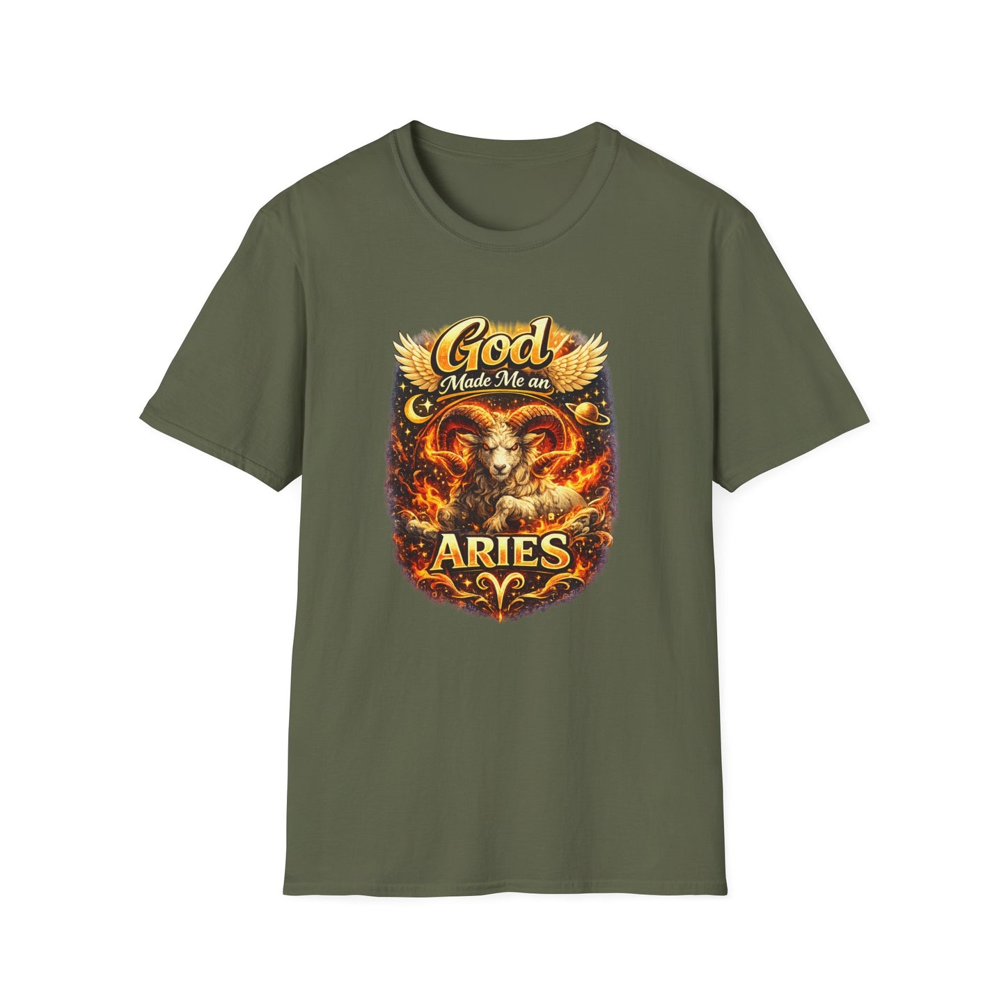 God Made Me An Aries T-Shirt – Funny Aries Zodiac Shirt, Astrology Gift, Bold Horoscope Graphic Tee, Aries Birthday Shirt for Men & Women