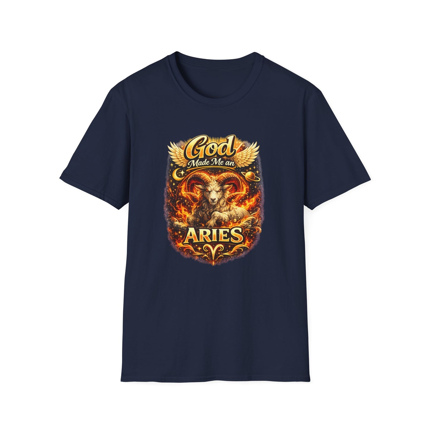 God Made Me An Aries T-Shirt – Funny Aries Zodiac Shirt, Astrology Gift, Bold Horoscope Graphic Tee, Aries Birthday Shirt for Men & Women