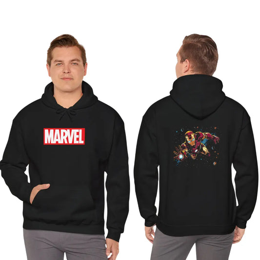 Marvel Iron Man in Space Black Hoodie: Elevate Your Style! - Black Threadz