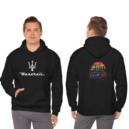 Maserati Ghibli Urban Scene Black Hoodie - Limited Edition Design! - Black Threadz