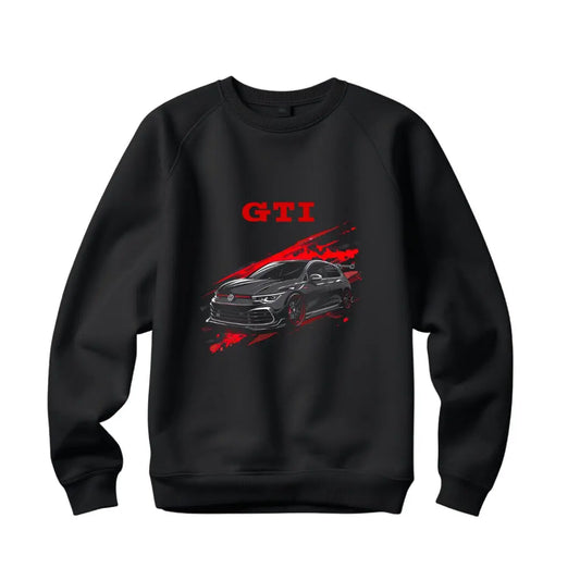 Volkwagen GTI Graphic Sweatshirt - Premium Black Top with Iconic Sports Car Design - Black Threadz