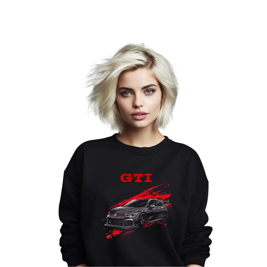 Volkwagen GTI Graphic Sweatshirt - Premium Black Top with Iconic Sports Car Design - Black Threadz