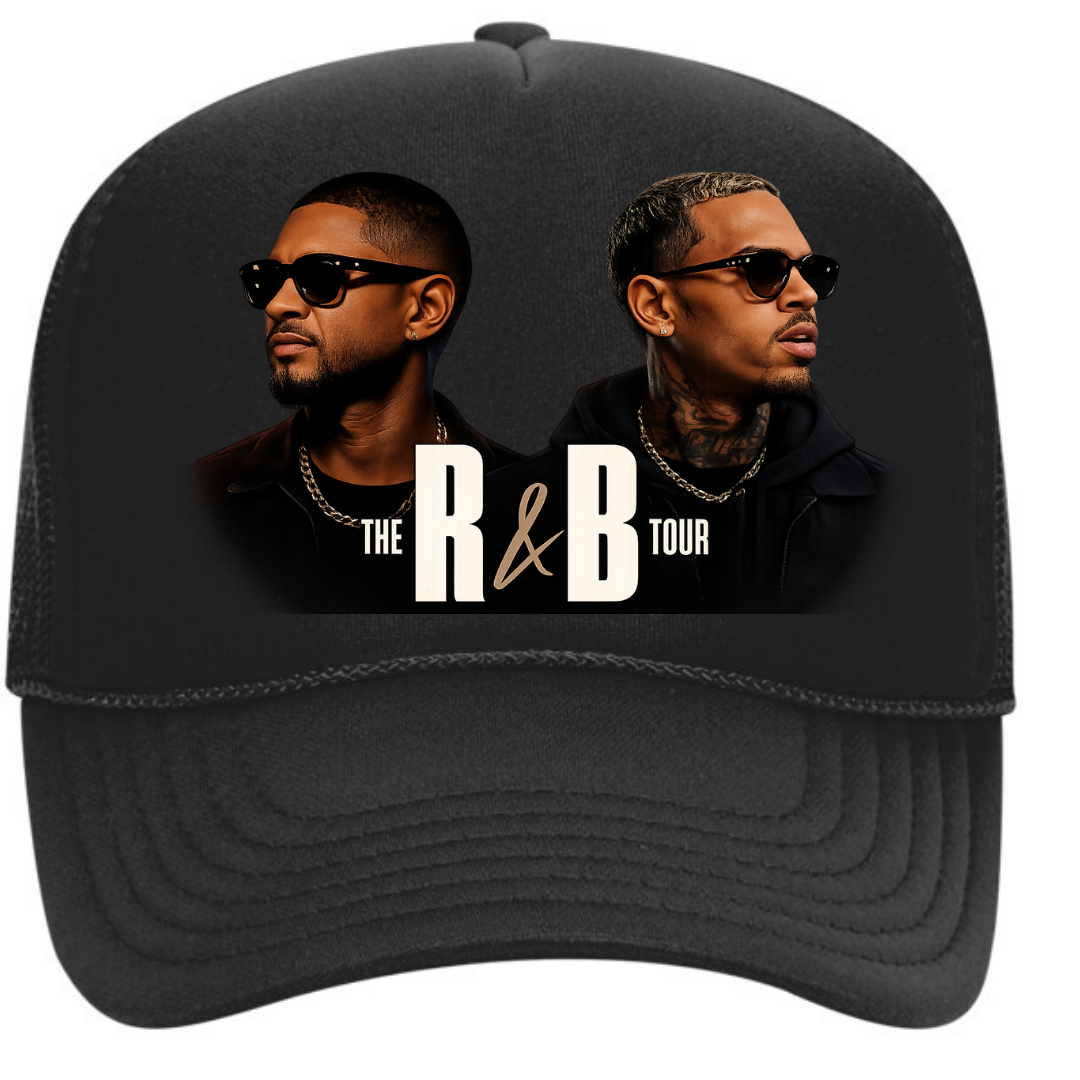 R&B Tour Raymond & Brown Black Trucker Hat Snapback | Urban Concert Streetwear Cap