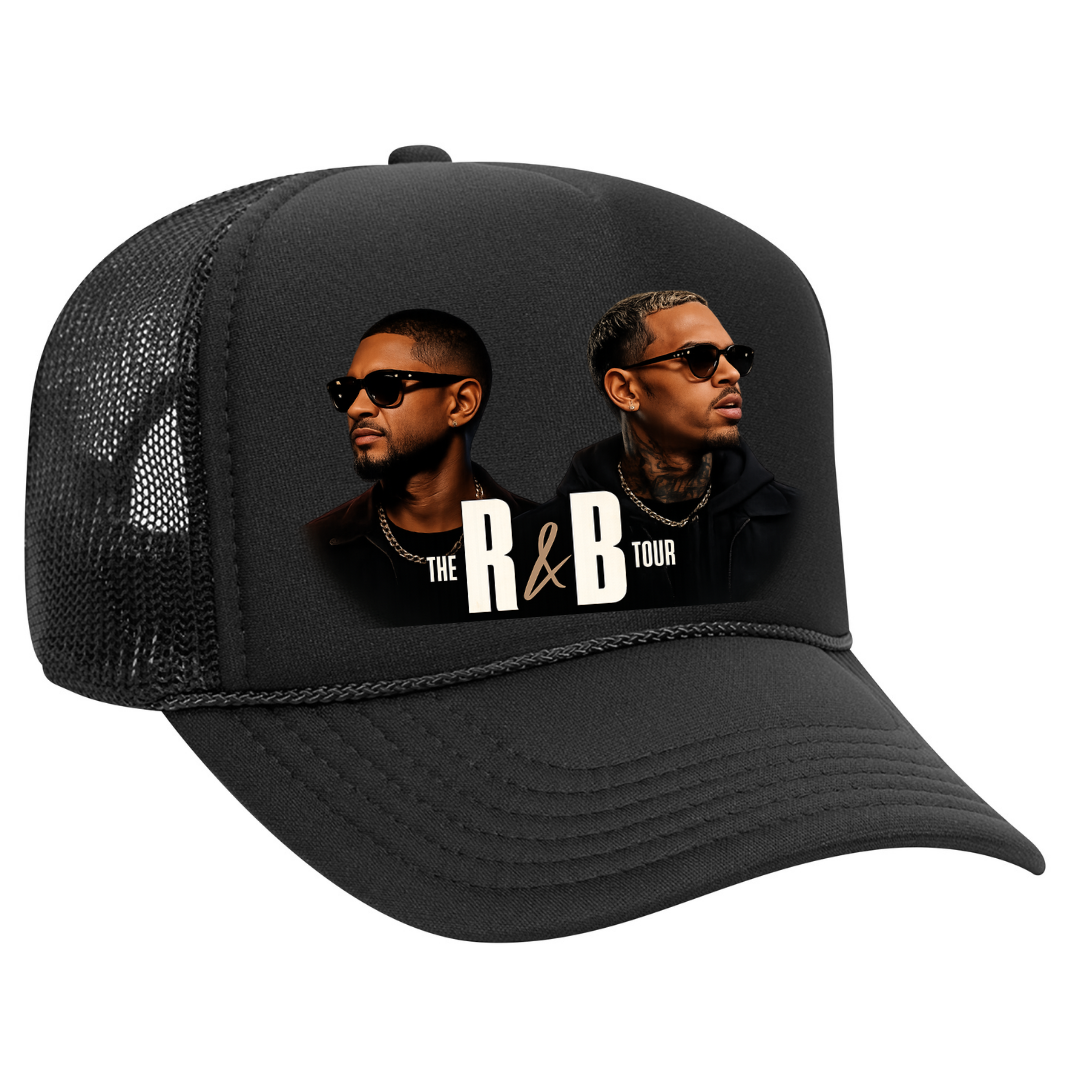R&B Tour Raymond & Brown Black Trucker Hat Snapback | Urban Concert Streetwear Cap