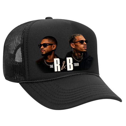 R&B Tour Raymond & Brown Black Trucker Hat Snapback | Urban Concert Streetwear Cap